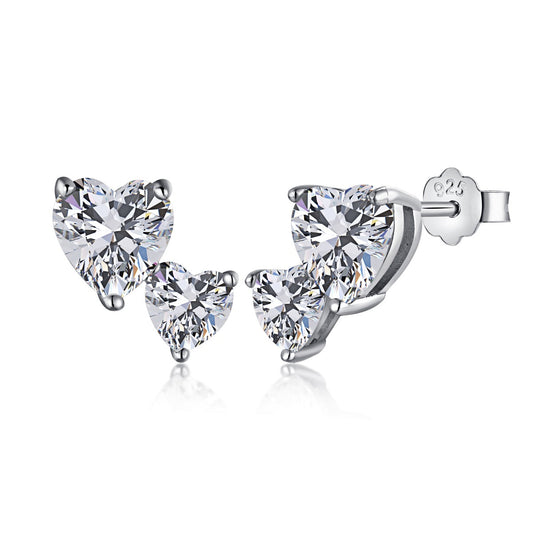 [Solara Jewelry]Double Heart-Shape Classic Princess Style Earrings