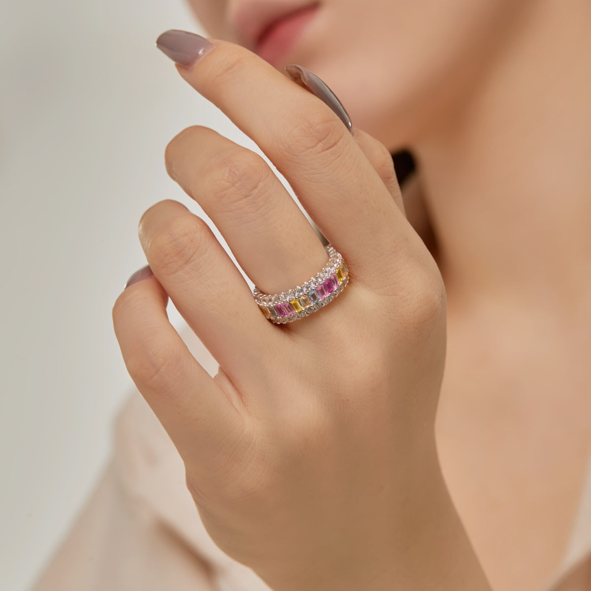 [Solara Jewelry]Dainty Colorful Radiant Cut Daily Ring