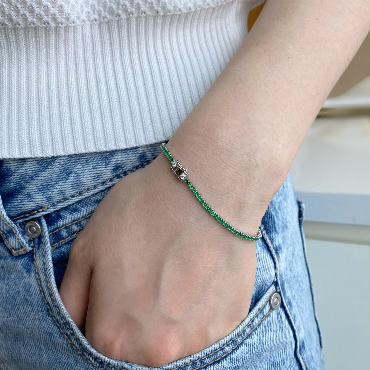 [Solara Jewelry]Dazzling Colorful Round Cut Daily Bracelet