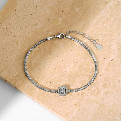 [Solara Jewelry]Luxurious Dazzling Square Shape Banquet Bracelet