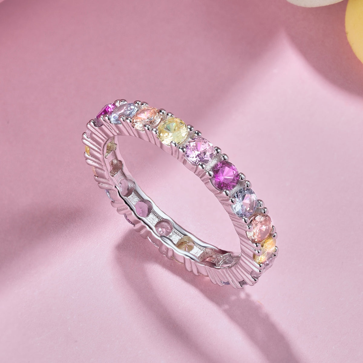 [Solara Jewelry]Dazzling Lustrous Round Cut Tennis Ring