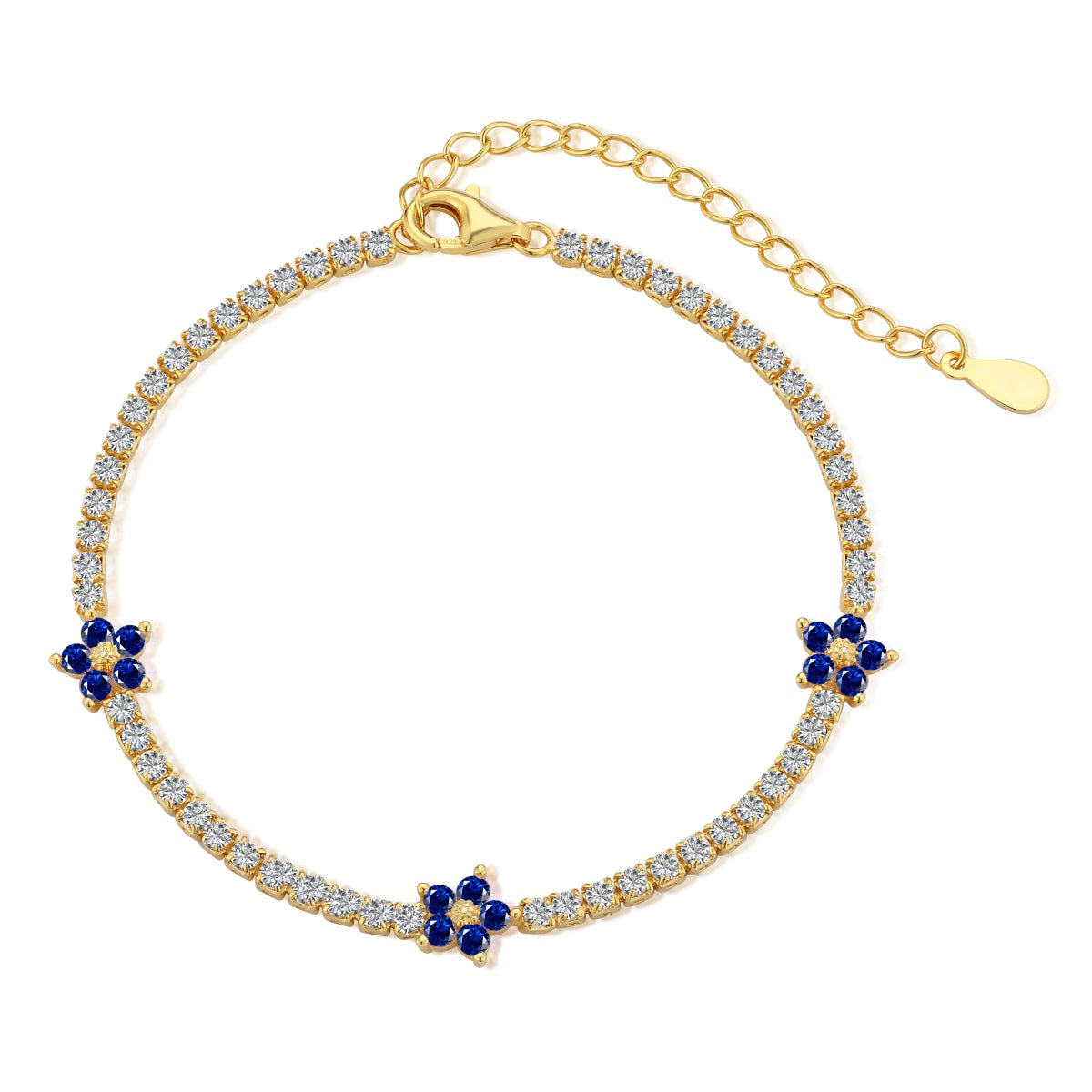 [Solara Jewelry]Sparkling Flower Shape Tennis Bracelet