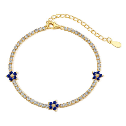 [Solara Jewelry]Sparkling Flower Shape Tennis Bracelet