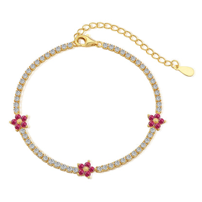 [Solara Jewelry]Sparkling Flower Shape Tennis Bracelet