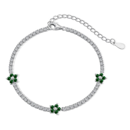[Solara Jewelry]Sparkling Flower Shape Tennis Bracelet
