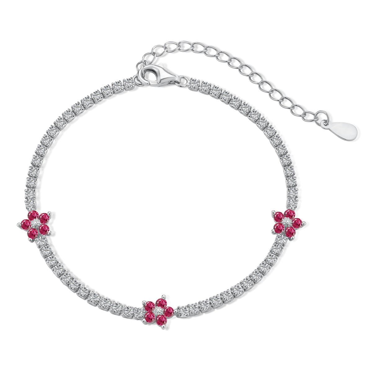 [Solara Jewelry]Sparkling Flower Shape Tennis Bracelet