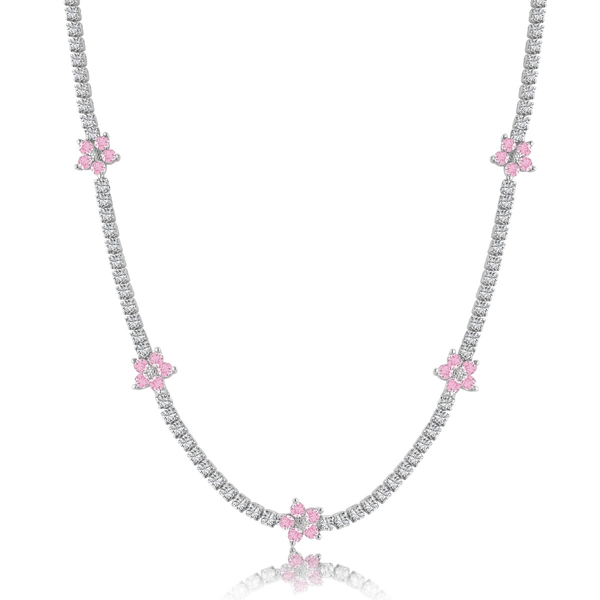 [Solara Jewelry]Luxurious Colorful Flower Tennis Necklace