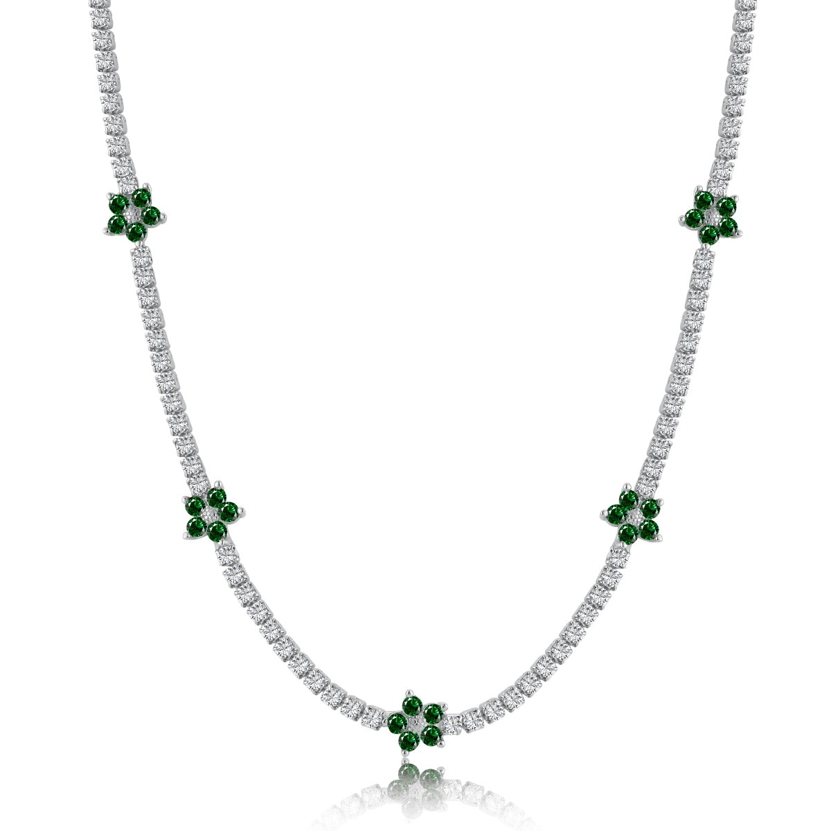 [Solara Jewelry]Luxurious Colorful Flower Tennis Necklace