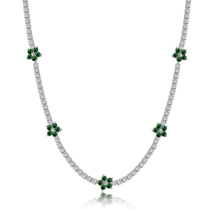 [Solara Jewelry]Luxurious Colorful Flower Tennis Necklace