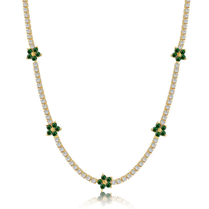 [Solara Jewelry]Luxurious Colorful Flower Tennis Necklace