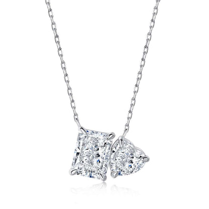 [Solara Jewelry]Dazzling Square & Heart Shape Necklace