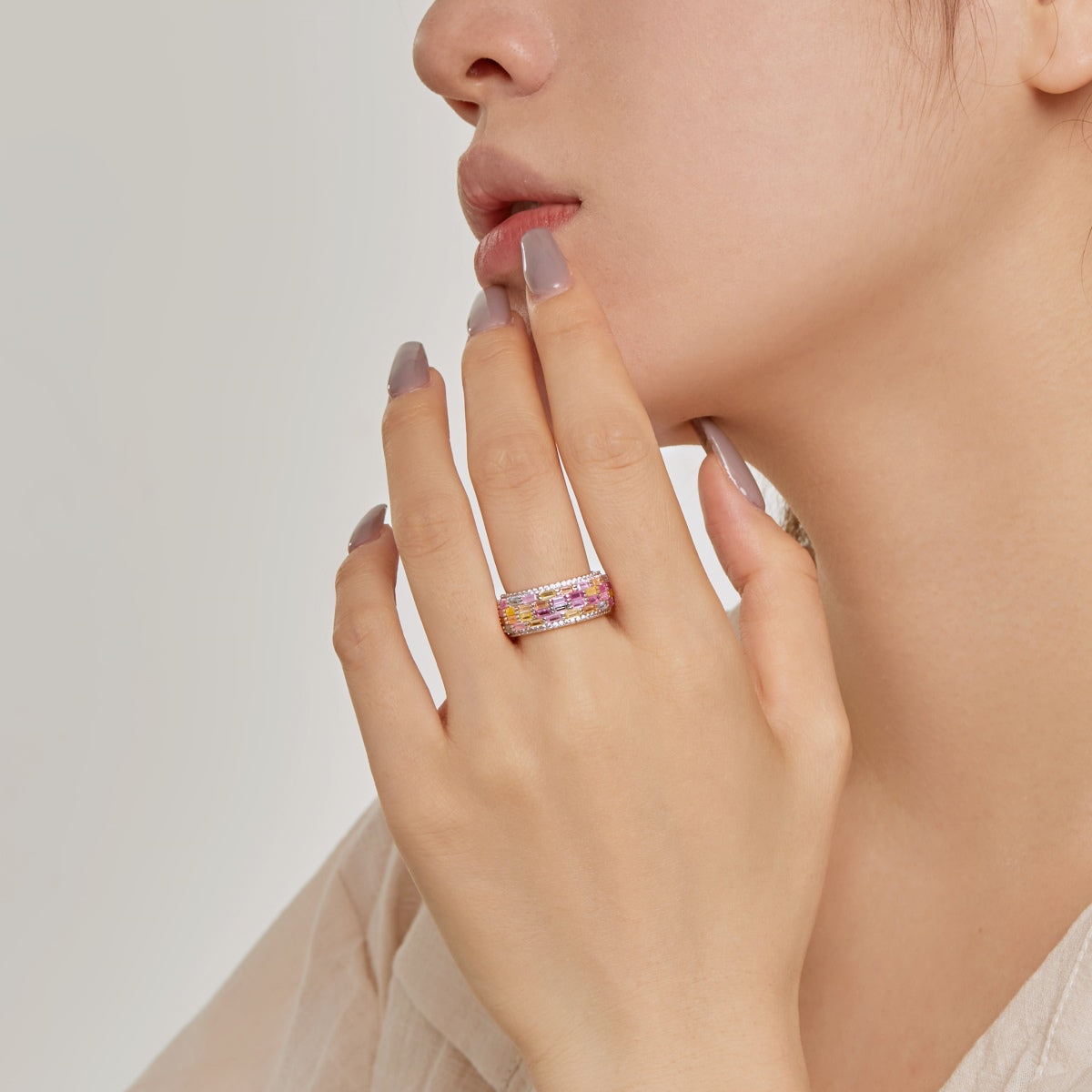 [Solara Jewelry]Radiant Colorful Radiant Cut Daily Ring