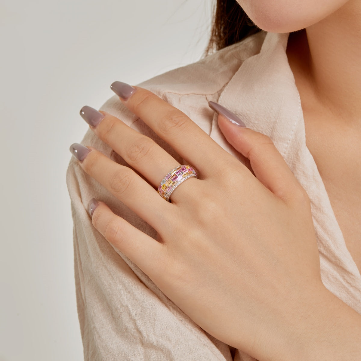 [Solara Jewelry]Radiant Colorful Radiant Cut Daily Ring