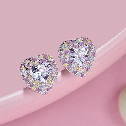 [Solara Jewelry]Dazzling Heart Shape Lover Earrings