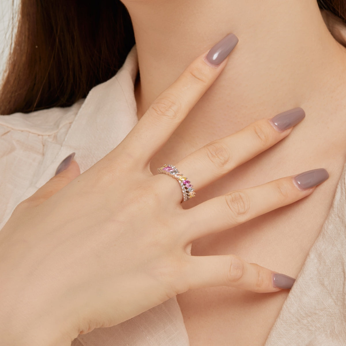 [Solara Jewelry]Unique Colorful Marquise Cut Daily Ring