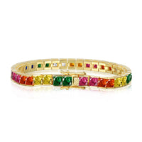 [Solara Jewelry]Radiant Colorful Princess Cut Tennis Bracelet