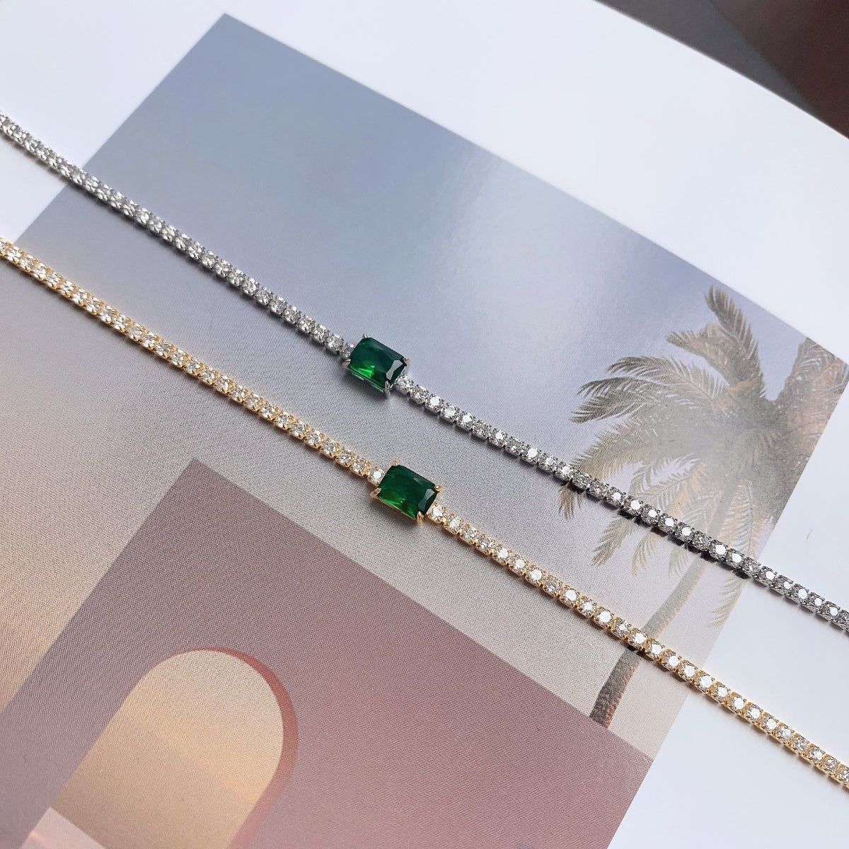 [Solara Jewelry]1.0 Carat Unique Emerald Cut Banquet Bracelet
