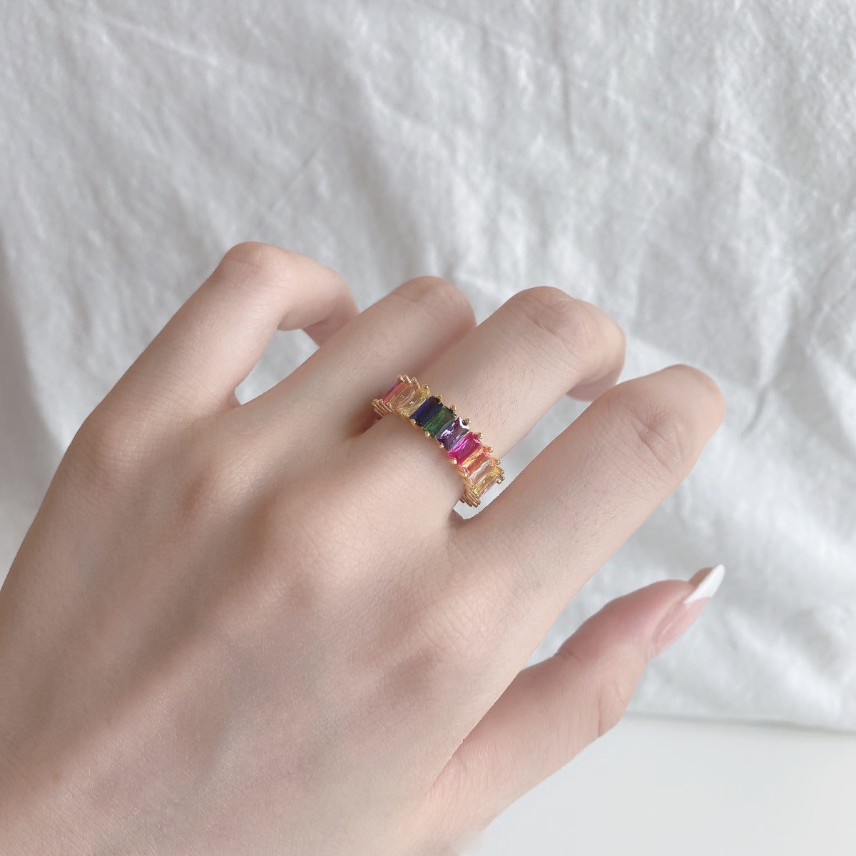 [Solara Jewelry]Unique Colorful Radiant Cut RIng