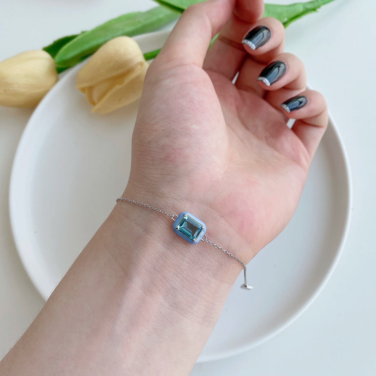 [Solara Jewelry]2.0 Carat Sparkling Colorful Emerald Cut Daily Bracelet