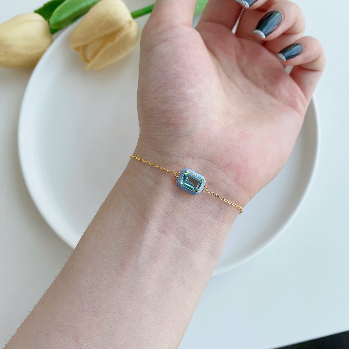 [Solara Jewelry]2.0 Carat Sparkling Colorful Emerald Cut Daily Bracelet