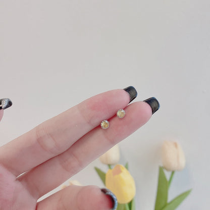 [Solara Jewelry]Sparkling Colorful Round Shape Earrings