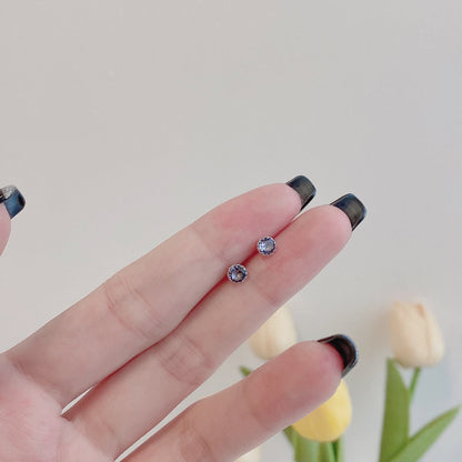 [Solara Jewelry]Sparkling Colorful Round Shape Earrings