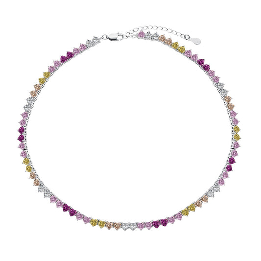[Solara Jewelry]Sparkling Colorful Full Heart Tennis Necklace