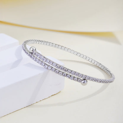 [Solara Jewelry]Row of Diamonds Round Fashion Bracelet
