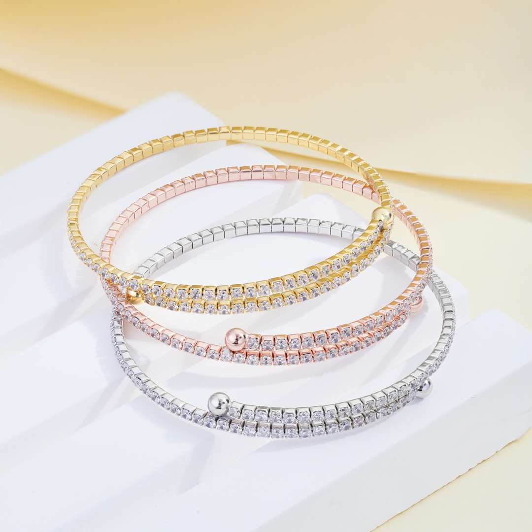[Solara Jewelry]Row of Diamonds Round Fashion Bracelet