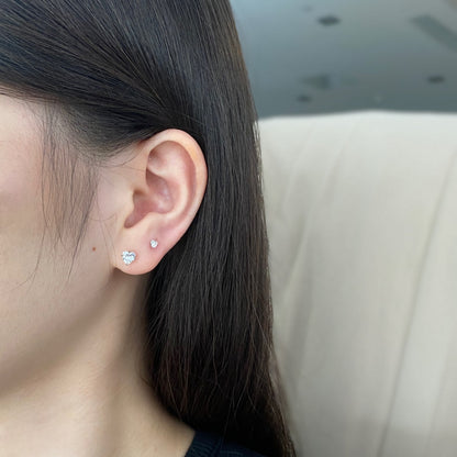 [Solara Jewelry]Sparkling Heart Shaped Simple Earrings