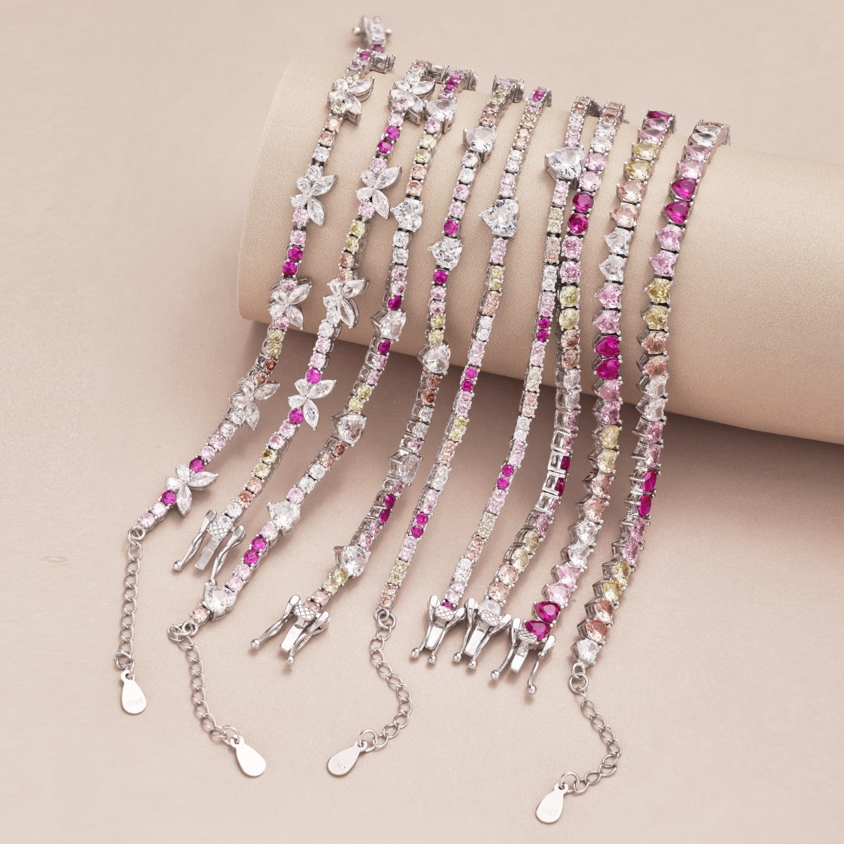 [Solara Jewelry]Sparkling Colorful Full Heart Tennis Necklace