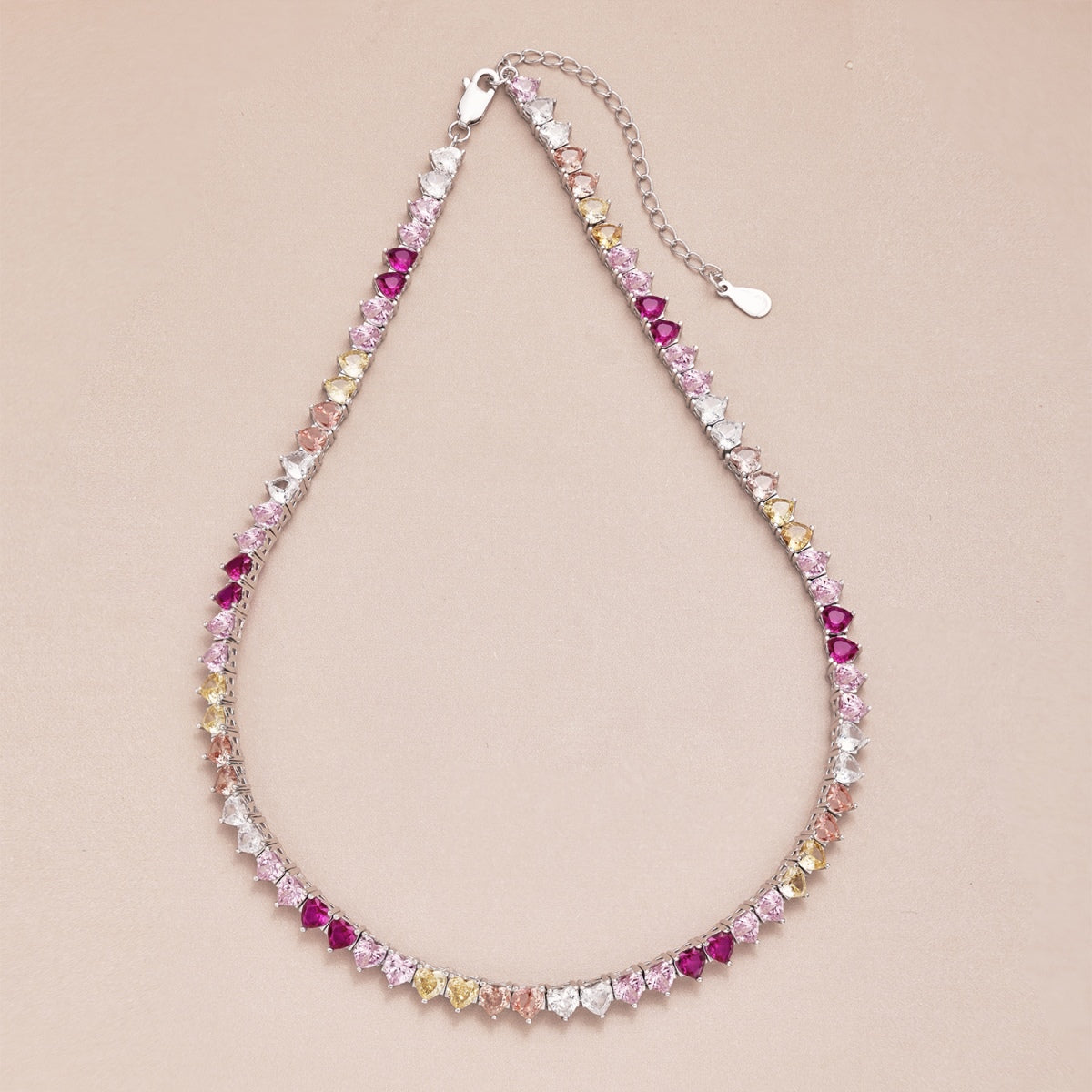 [Solara Jewelry]Sparkling Colorful Full Heart Tennis Necklace