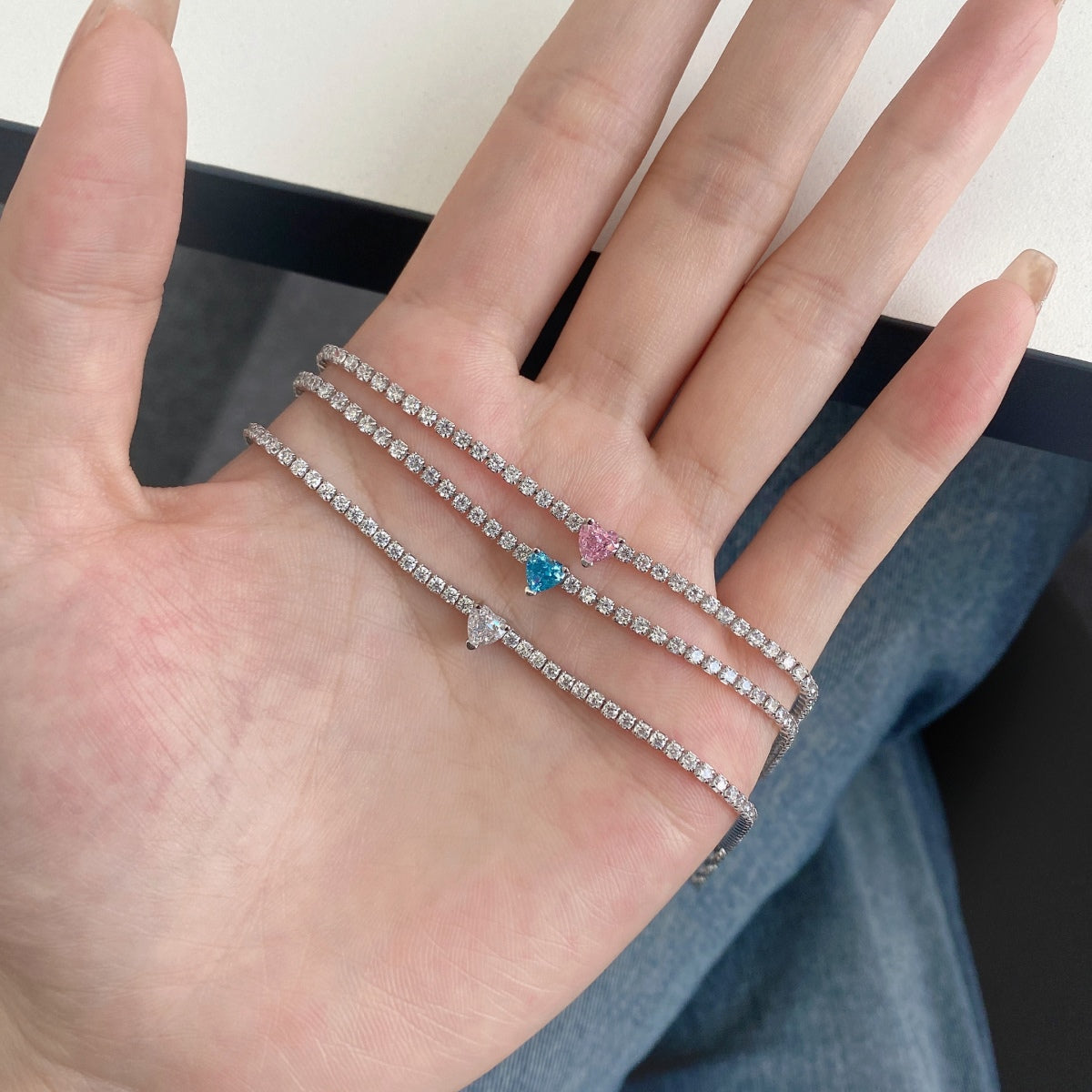 [Solara Jewelry]0.5 Carat Elegant Romantic Heart Shape Lover Bracelet