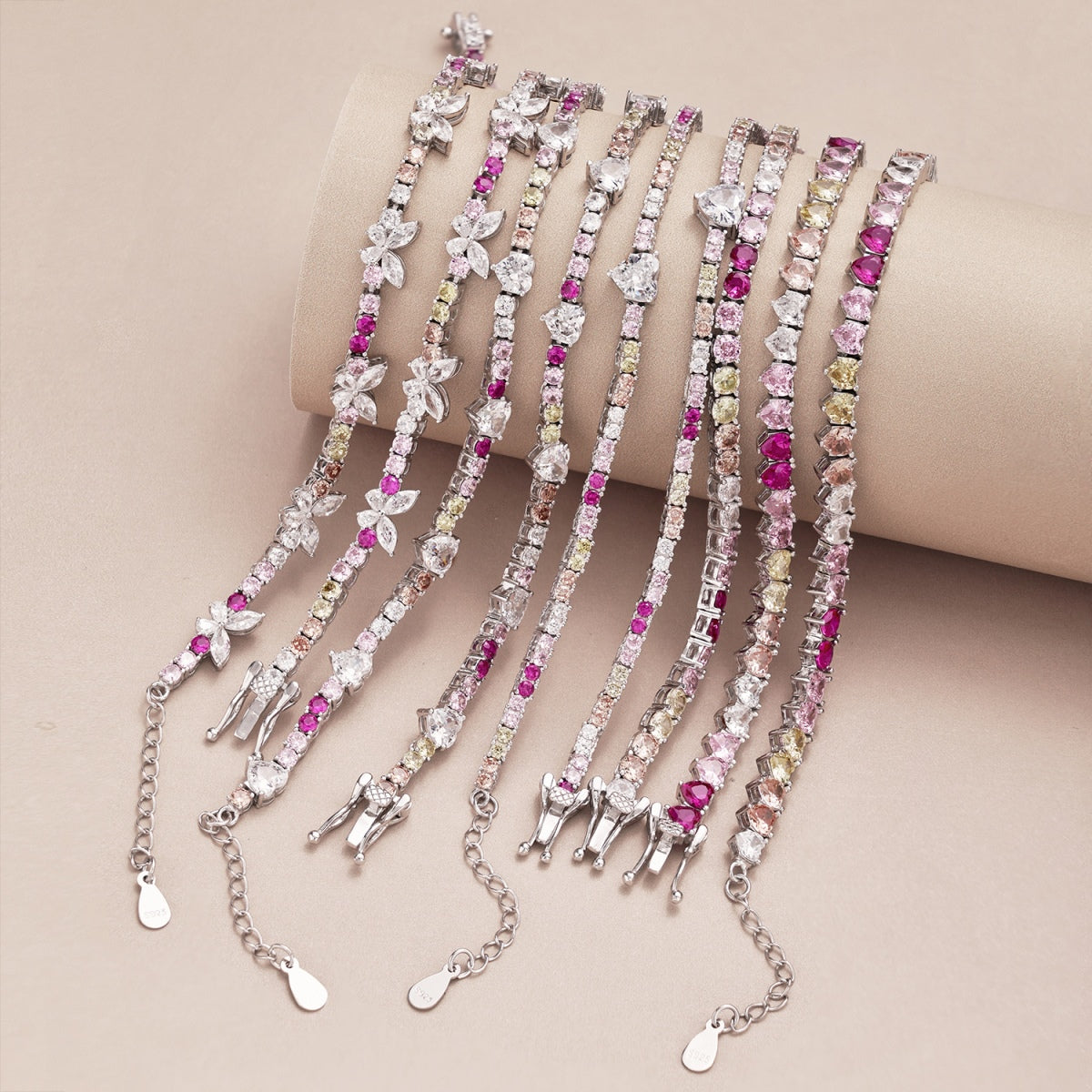 [Solara Jewelry]Romantic Heart Shape Round Cut Lover Bracelet