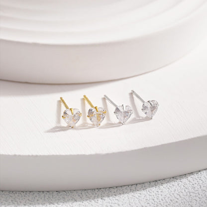 [Solara Jewelry]Sparkling Heart Shaped Simple Earrings