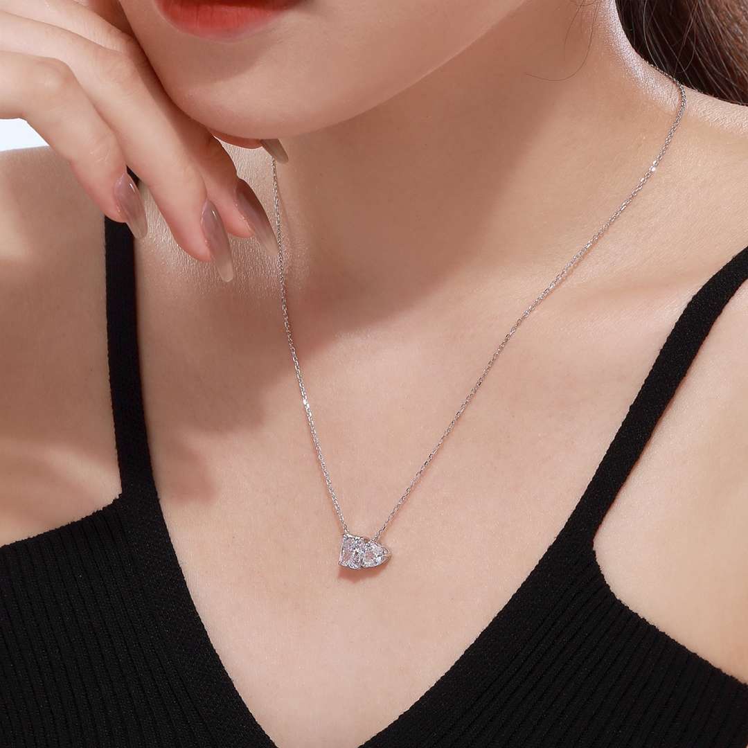 [Solara Jewelry]Dazzling Square & Heart Shape Necklace