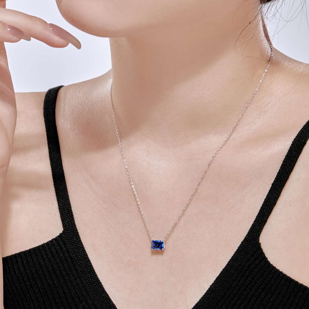 [Solara Jewelry]Luxurious Square Shape Colorful Necalack