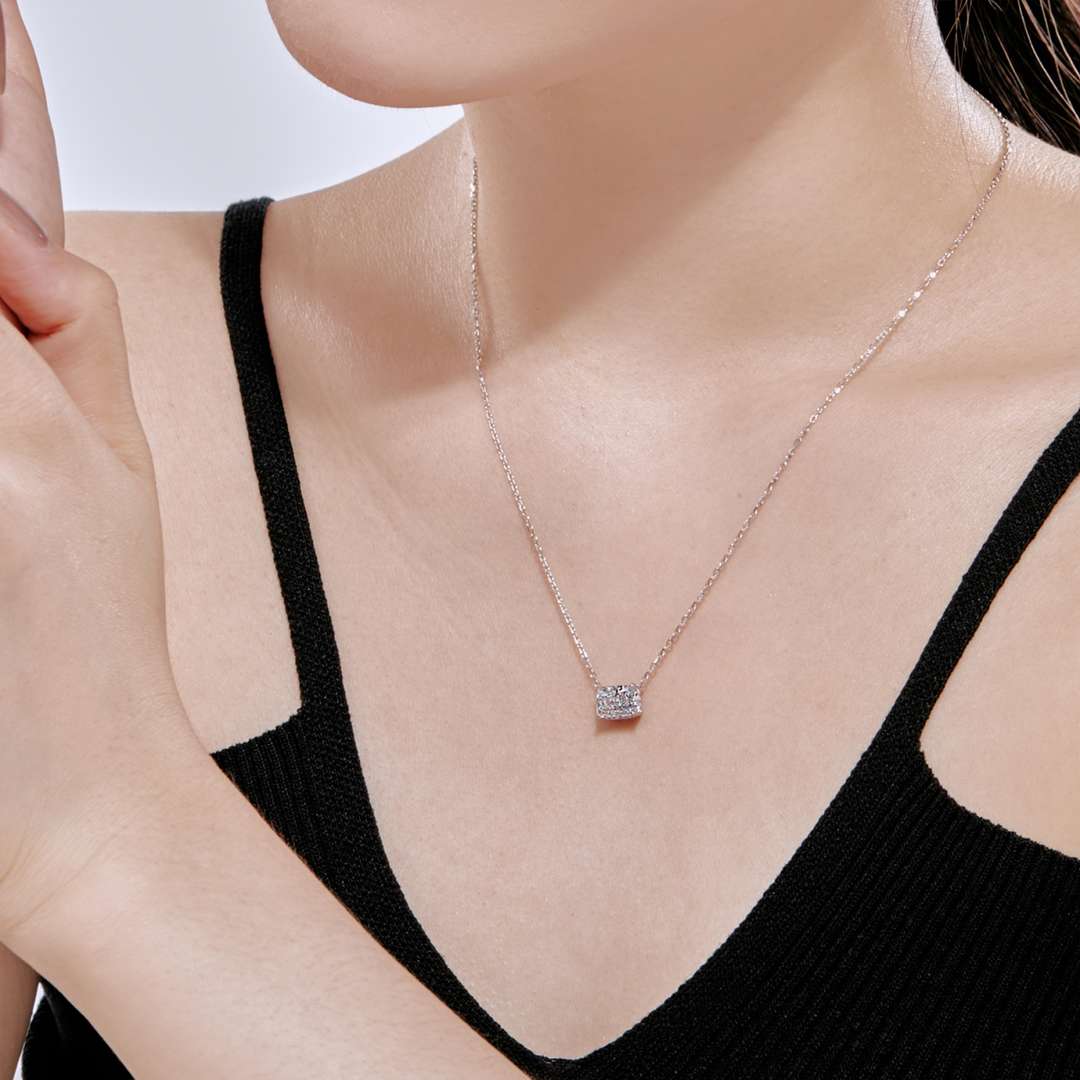[Solara Jewelry]Luxurious Square Shape Colorful Necalack