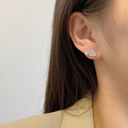 [Solara Jewelry]Double Heart-Shape Classic Princess Style Earrings