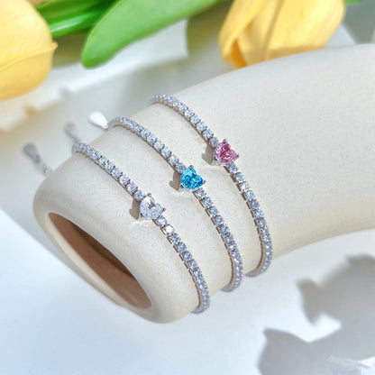 [Solara Jewelry]0.5 Carat Elegant Romantic Heart Shape Lover Bracelet
