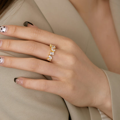 [Solara Jewelry]Delicate Multi Cut Ring