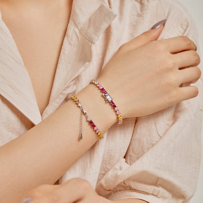 [Solara Jewelry]Luxurious Colorful Romantic Heart Shape Lover Bracelet