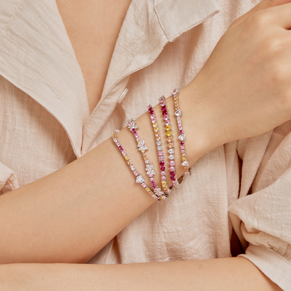[Solara Jewelry]Luxurious Colorful Romantic Heart Shape Lover Bracelet