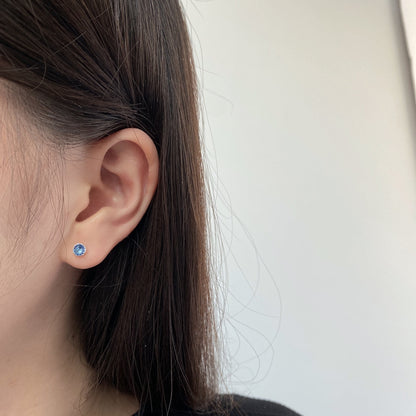 [Solara Jewelry]Sparkling Colorful Round Shape Earrings