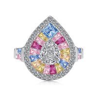 [Solara Jewelry]Elegant Colorful Water Drop Shape Banquet Ring
