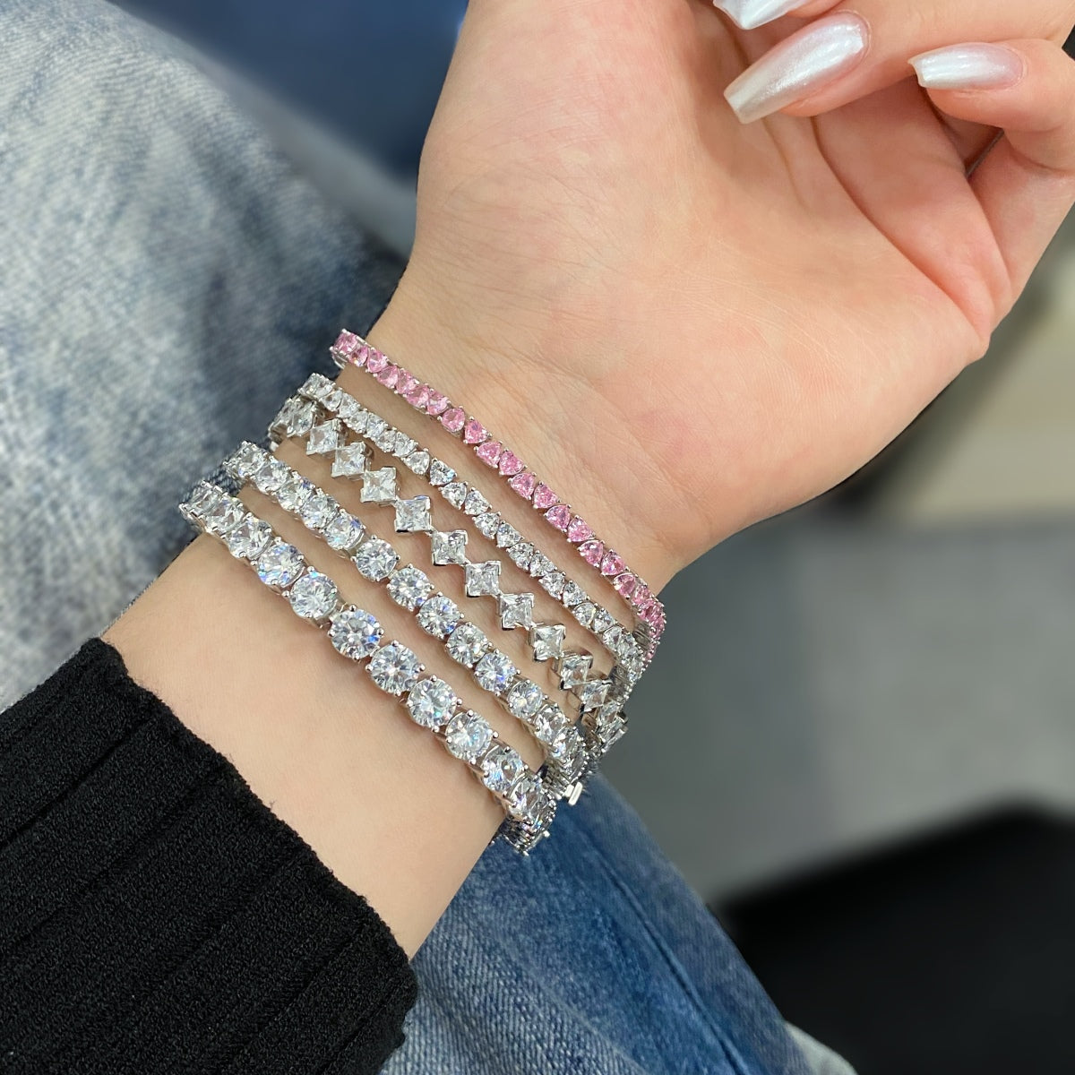 [Solara Jewelry]0.5 Carat Ornate Princess Cut Daily Bracelet