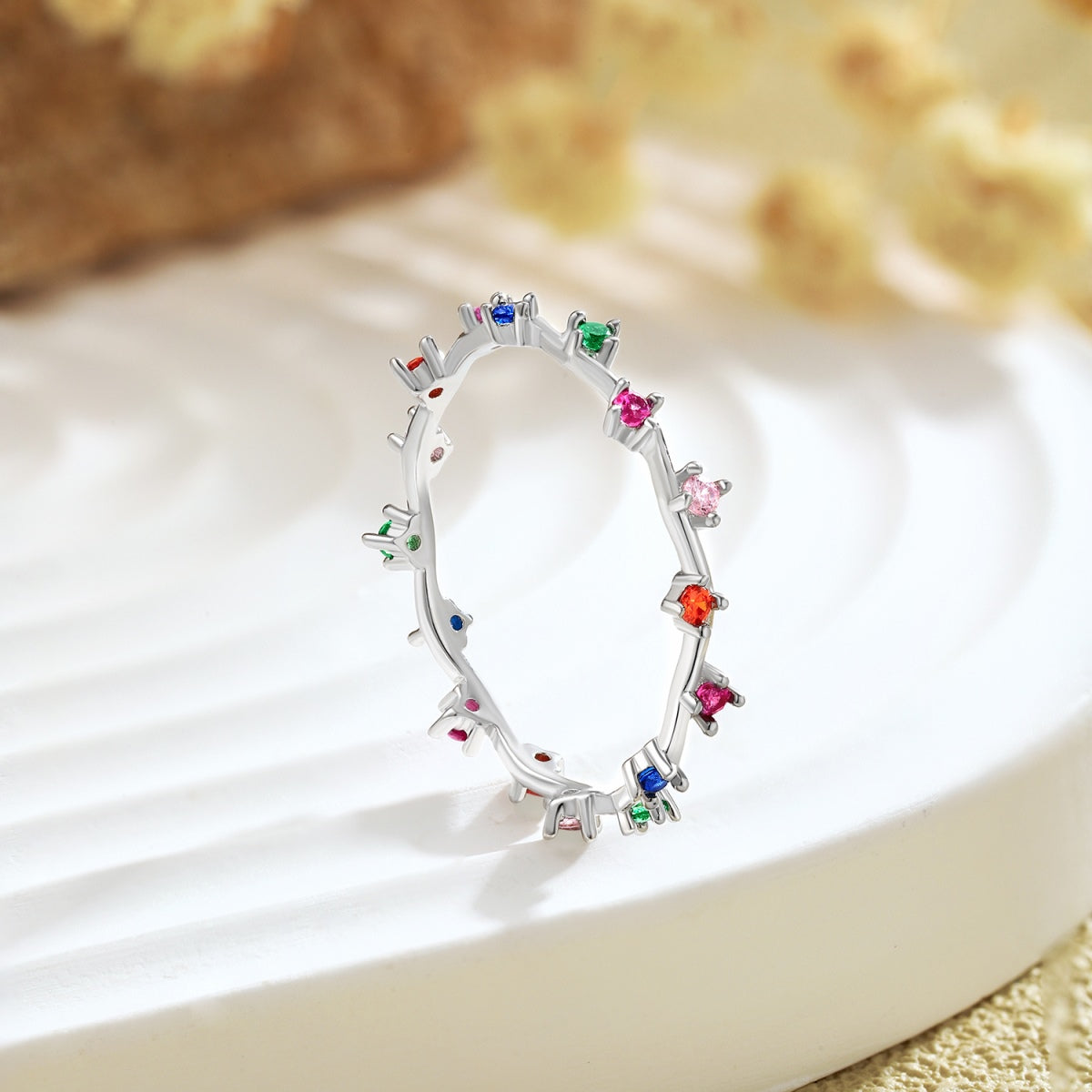 [Solara Jewelry]Radiant Colorful Round Cut Daily Ring
