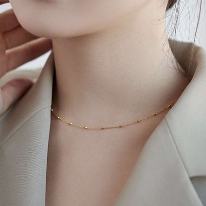 [Solara Jewelry]Small Bead Clavicle Chain Simple Necklace