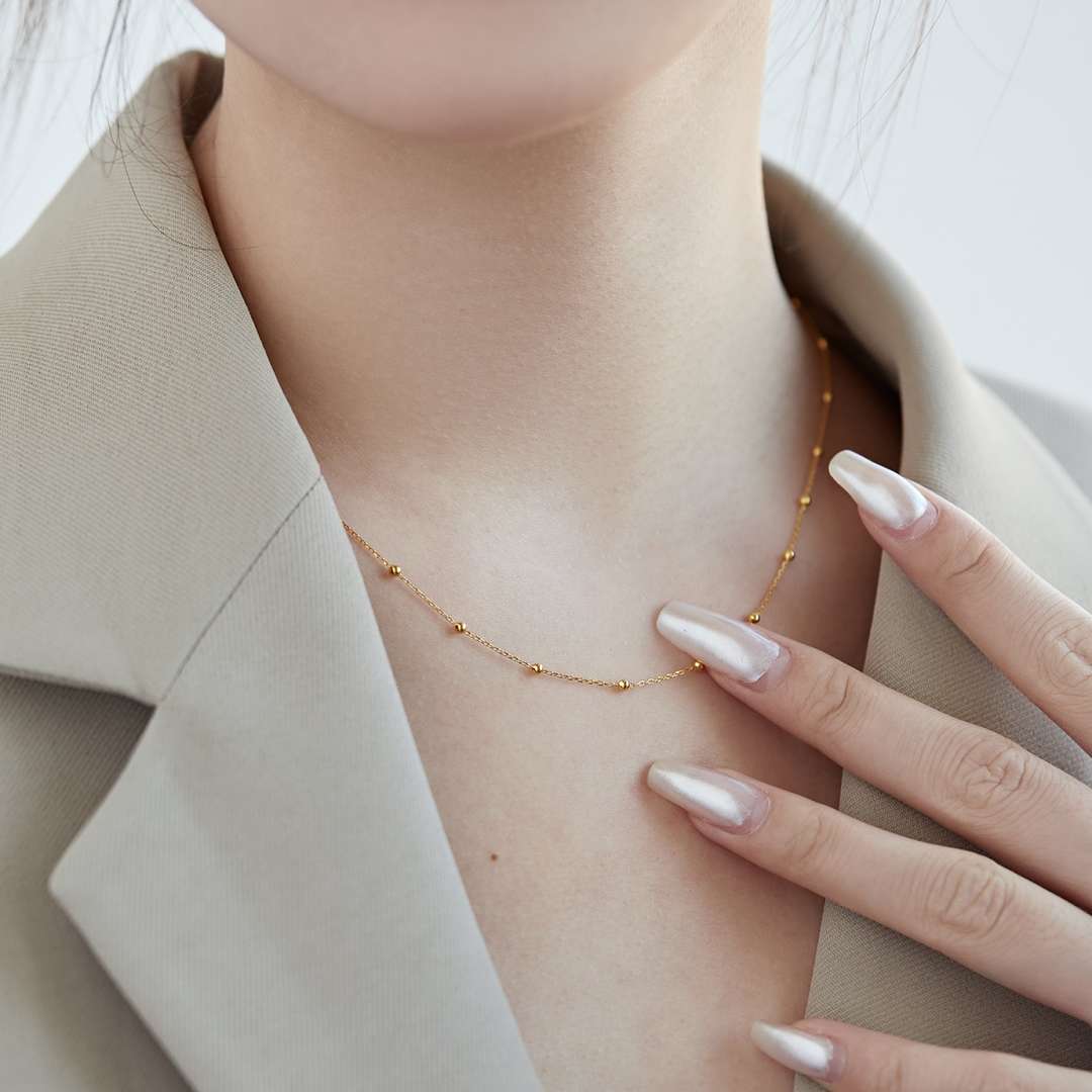 [Solara Jewelry]Small Bead Clavicle Chain Simple Necklace
