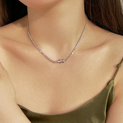 [Solara Jewelry]Delicate Round Shape Tennis Necklace